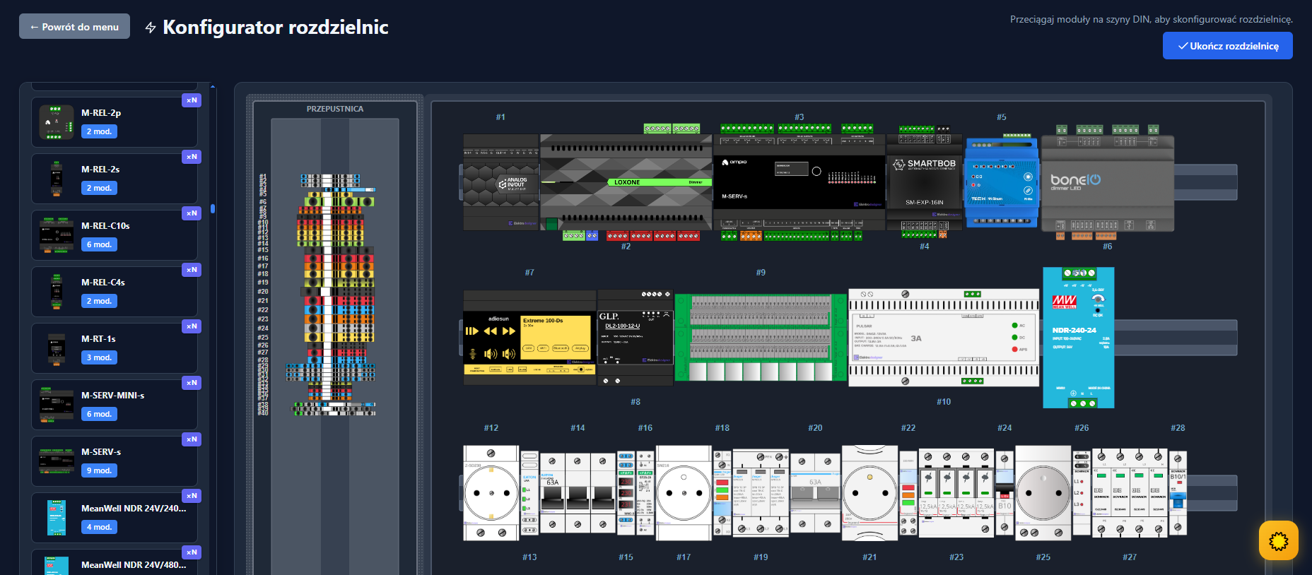 Konfigurator rozdzielnic - automatyczna alokacja modułów