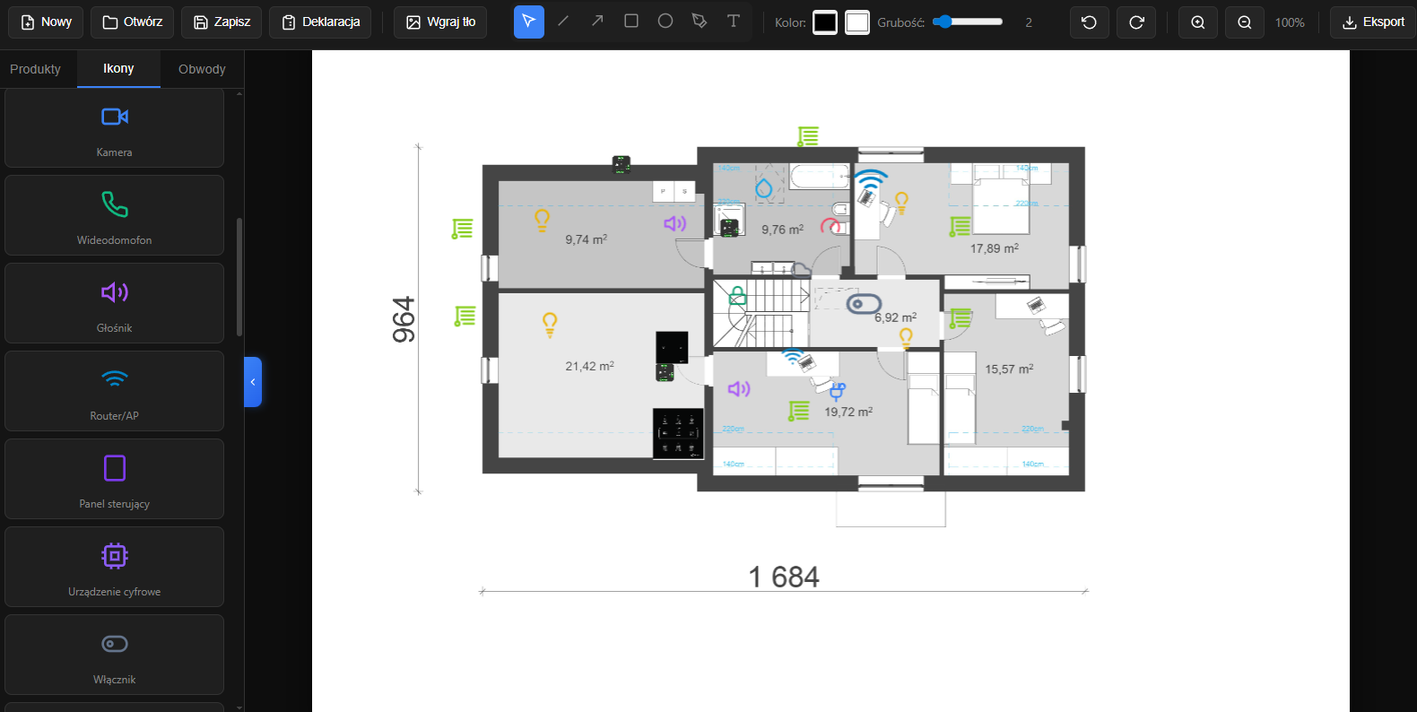 Projektant instalacji - edytor wizualny